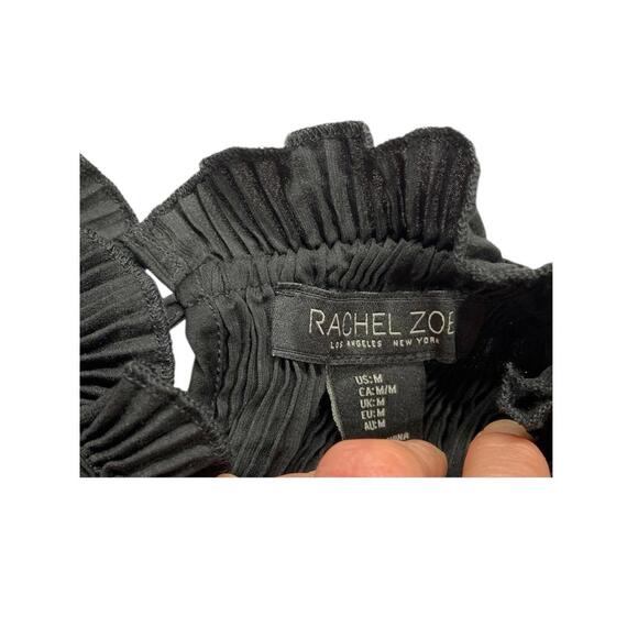 Rachel Zoe Black Sleeveless Mock Neck Ribbed Tie Back Tank Sz Medium Polyester - Picture 6 of 8